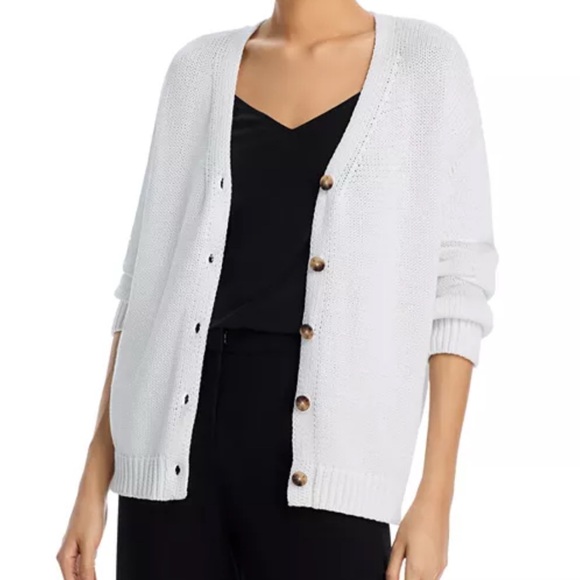 Aqua Sweaters - Aqua Oversized 100% Cotton Knit Cardigan White